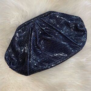 Club Monaco Leather Clutch, rich blue, snakeskin type finish